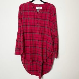 Anthropologie Red Plaid Holding Horses Tunic Shirt Top Small